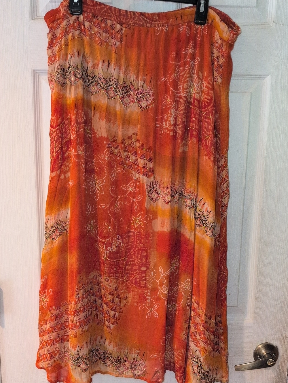 Coldwater Creek Orange Rayon Lined Skirt